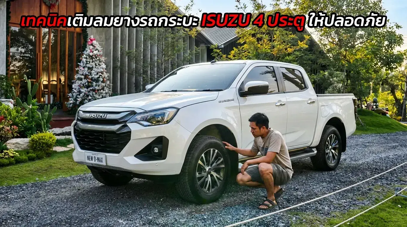 เทคนิคเติมลมยางรถกระบะ ISUZU 4 ประตู ให้ปลอดภัย