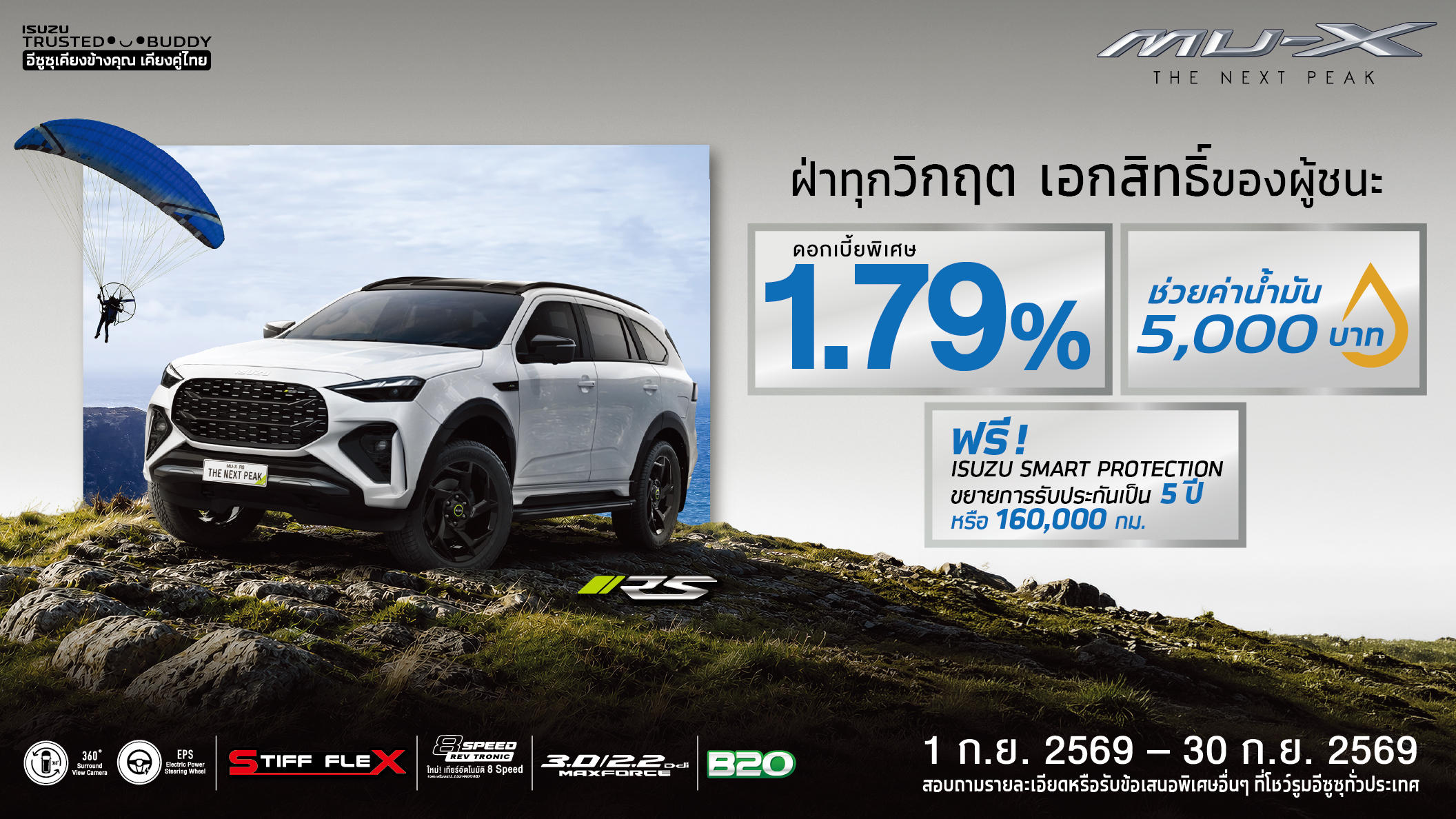 MU-X "THE NEXT PEAK" รุ่น RS ดอกเบี้ยพิเศษ 1.79%